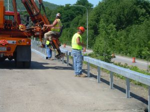 Box Beam Steel Guardrail Installation