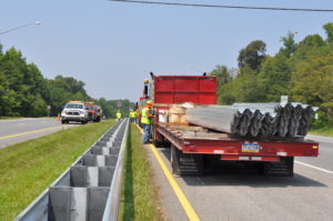 Highway Guardrail Median Installation